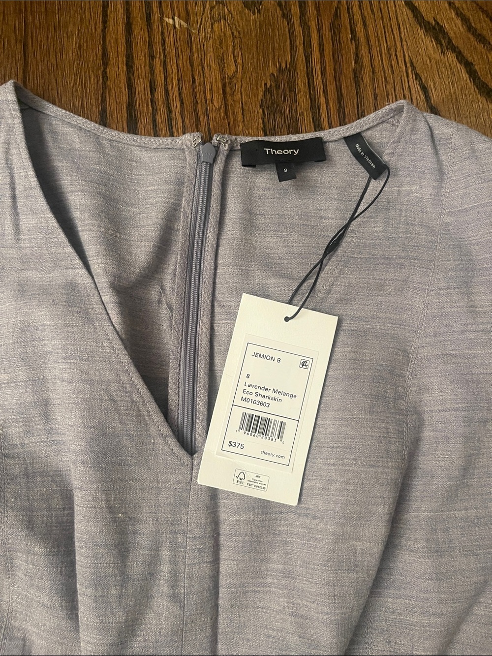 NEW! Theory Sleeveless Good Linen l Light Gray A-Line Jemion Sharkskin Dress - Picture 2 of 10